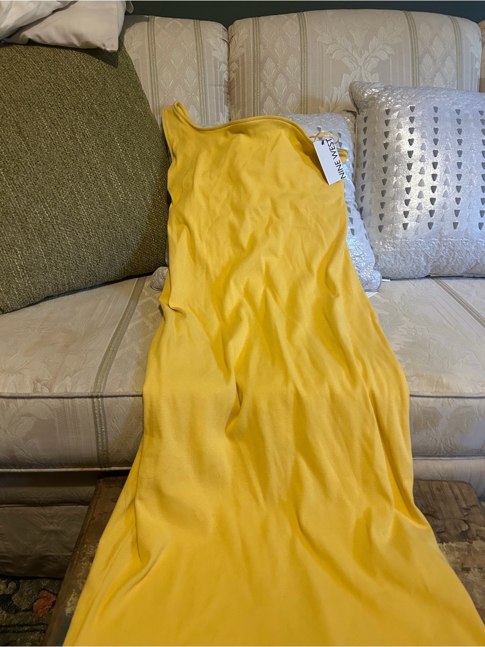 Nine West Canary Yellow One-Shoulder Maxi Dress